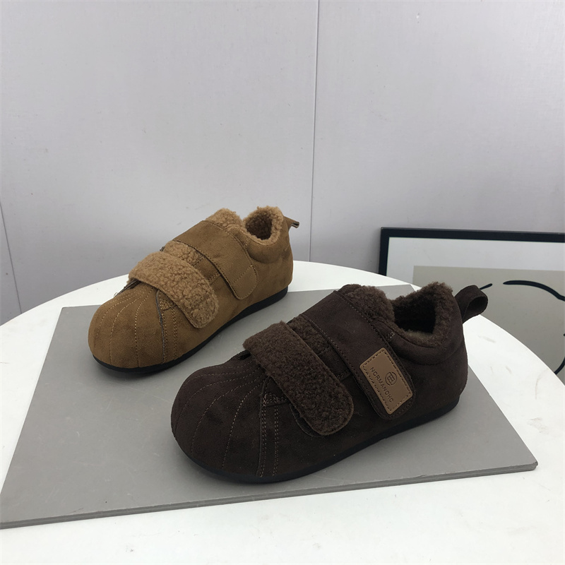 2025冬季新款圆头深口魔术贴平底防滑休闲加绒保暖女棉鞋勃肯鞋