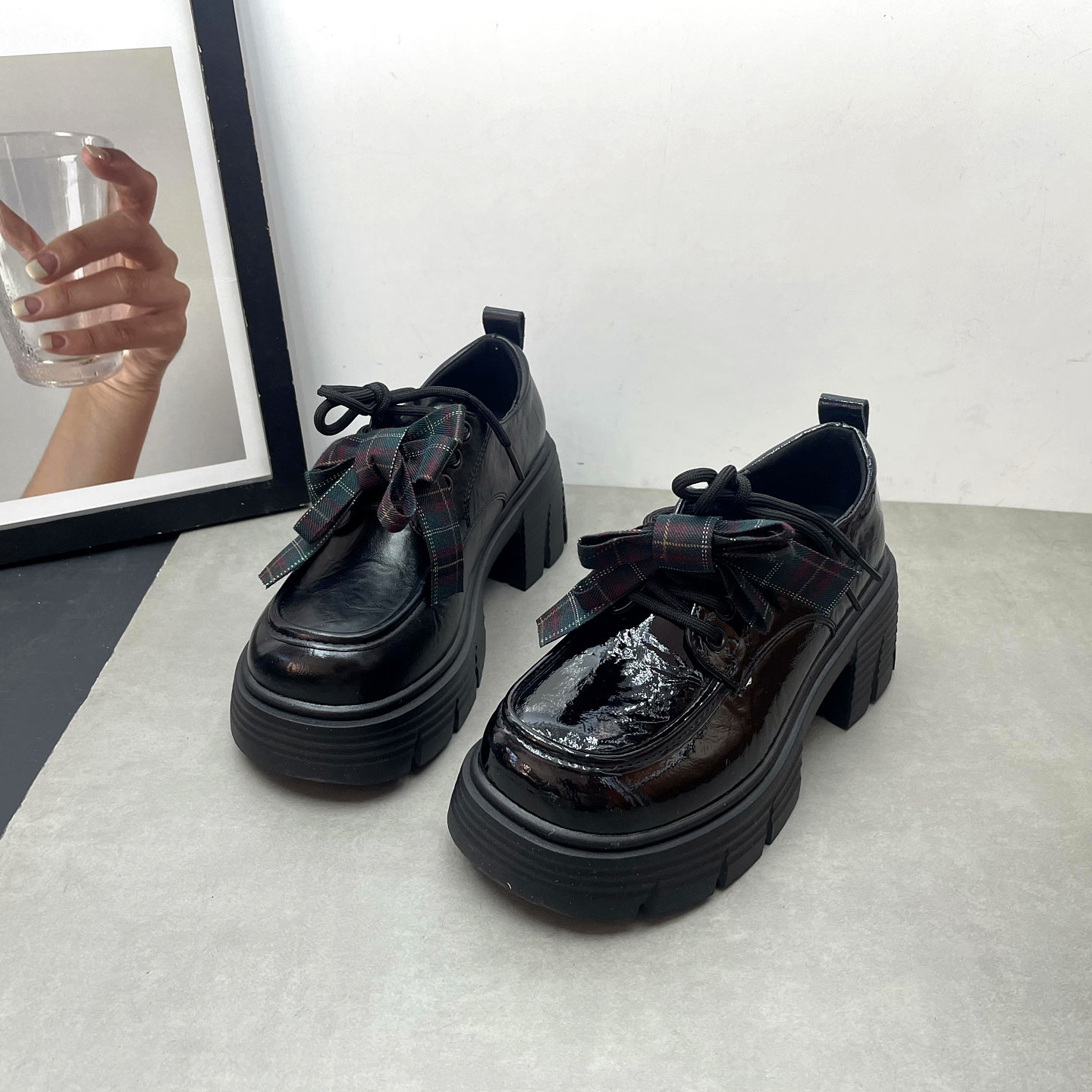 2026春季新款深口系带粗跟气质英伦风复古蝴蝶结乐福鞋时尚小皮鞋,女鞋,深口单鞋,淘宝优惠券,粉丝福利购,淘宝优惠卷