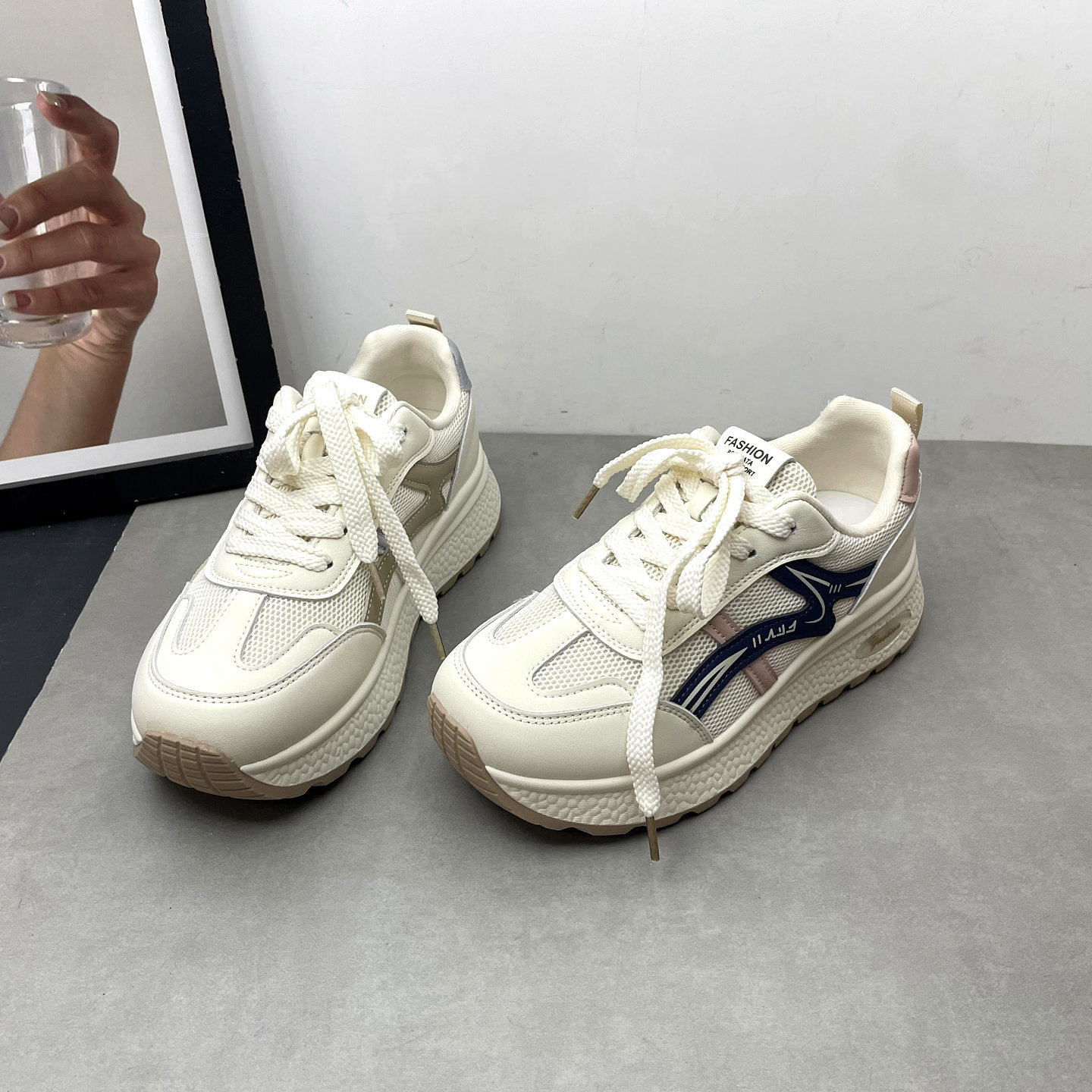 2026春季新款女鞋圆头深口系带增高厚底网面透气阿甘鞋运动女单鞋,女鞋,深口单鞋,淘宝优惠券,粉丝福利购,淘宝优惠卷