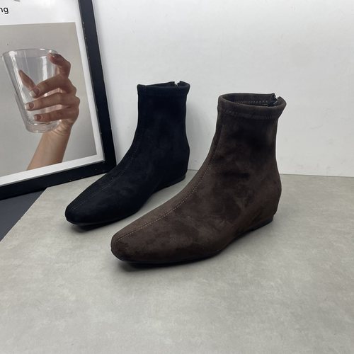 工厂断码25秋冬新款方头气质复古瘦瘦靴后拉链加绒保暖短筒女棉靴