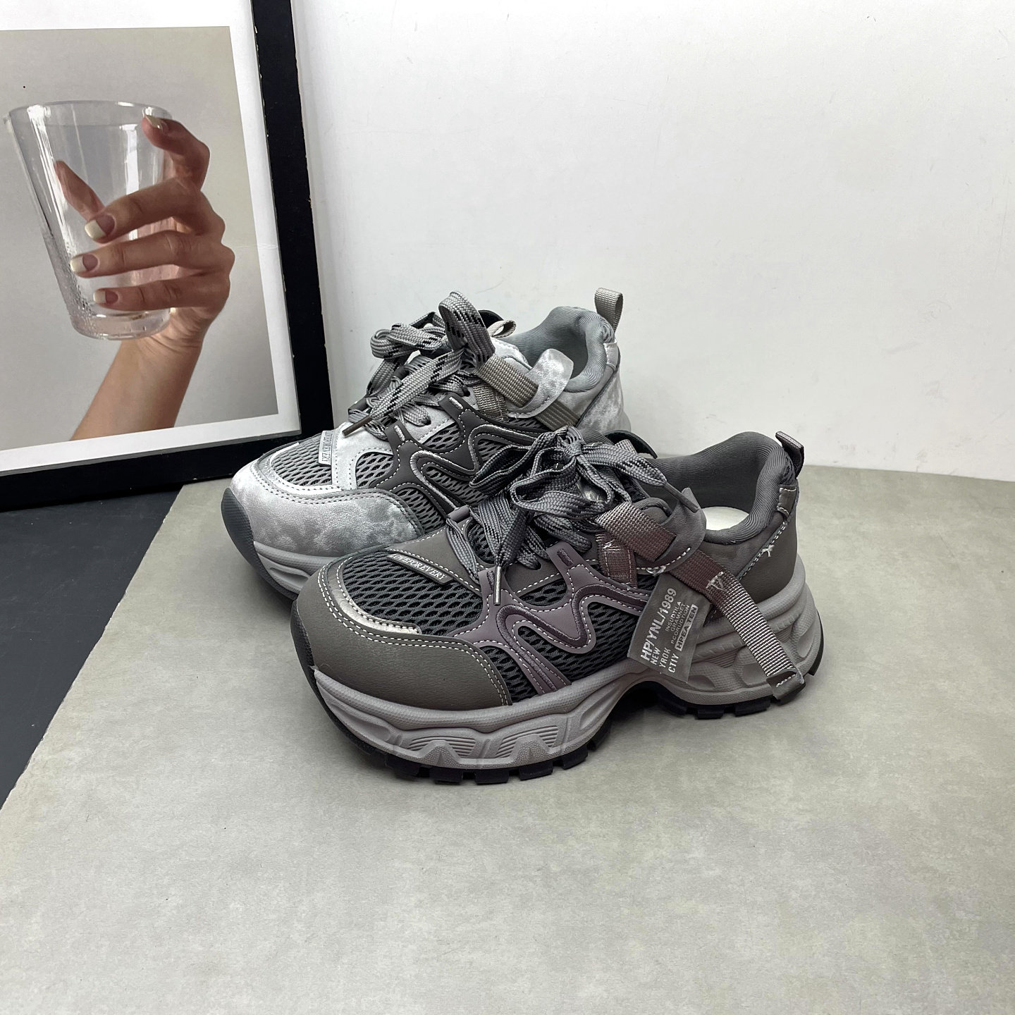 休闲风厚底老爹鞋女2026春季新款交叉绑带透气运动舒适女鞋显腿长,女鞋,深口单鞋,淘宝优惠券,粉丝福利购,淘宝优惠卷