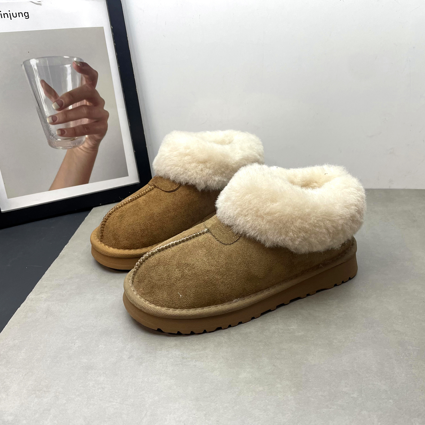 工厂断码处理女鞋2025冬季新款毛口雪地靴加绒保暖平底防滑女棉鞋