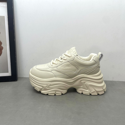 断码清仓处理真皮女鞋2026春季新款轻便松糕厚底老爹鞋运动女棉鞋