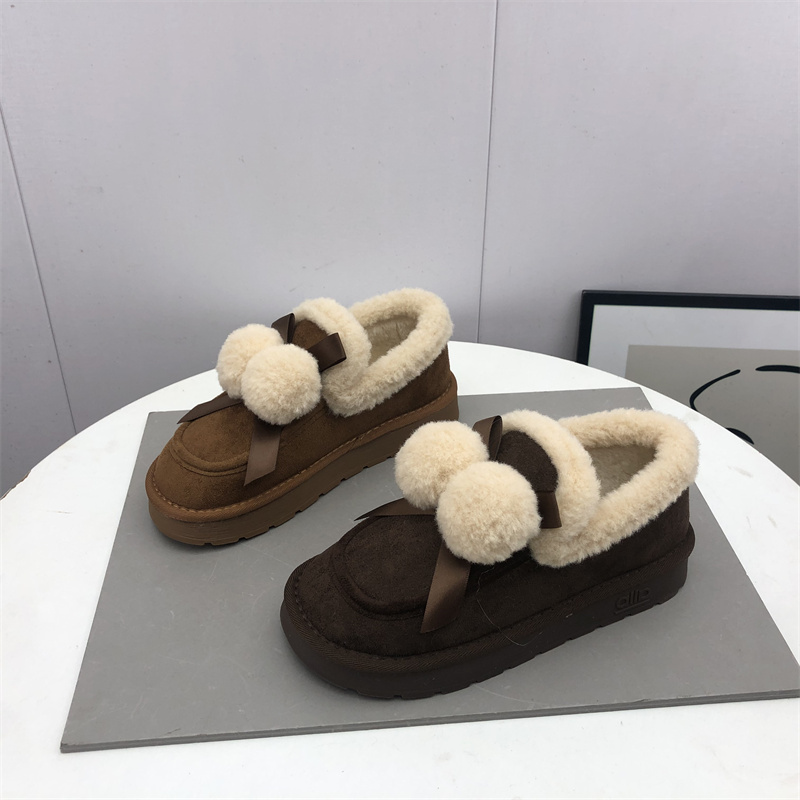 2025冬季新款女鞋圆头深口一脚蹬平底防滑韩版可爱时尚百搭女棉鞋