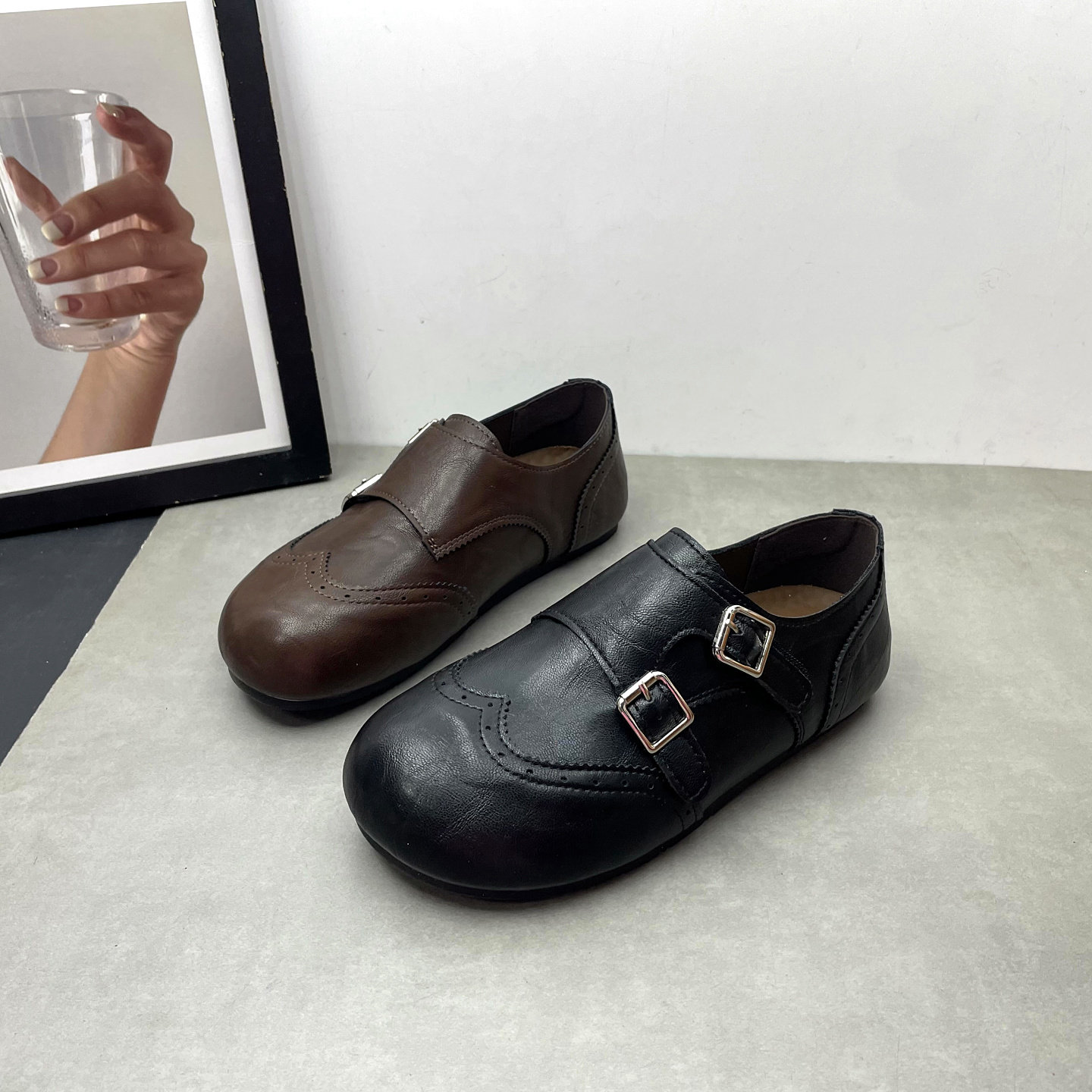 2026春季新款勃肯鞋复古英伦风圆头平底单鞋女搭扣百搭舒适休闲鞋,女鞋,深口单鞋,淘宝优惠券,粉丝福利购,淘宝优惠卷