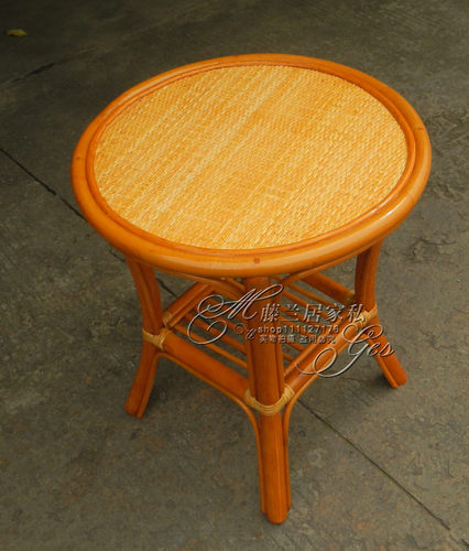 藤编藤席圆桌小桌子藤边几藤桌子