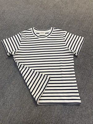 短袖条纹中厚度纯棉女士