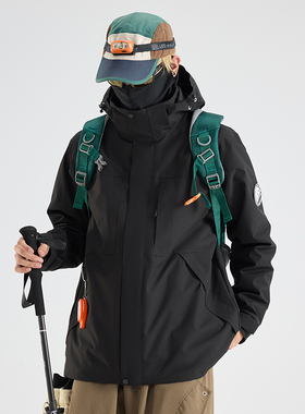 【PATA】冲锋衣加绒内胆两件套三合一适用徒步登山露营外套黑色男