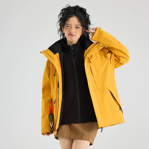 【PATA】谷子黄冲锋衣适用三合一两件套防风防水登山服户外冲锋衣