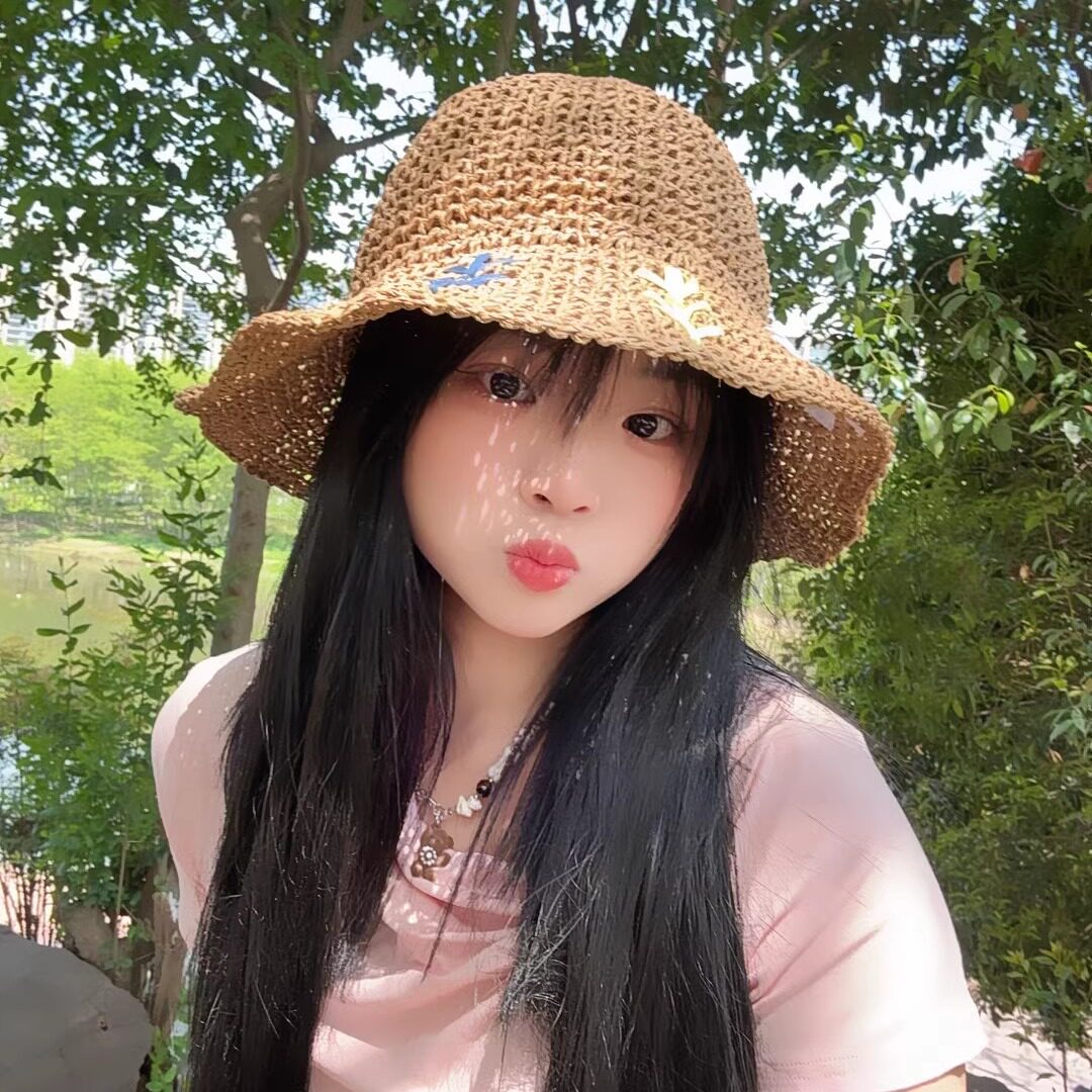 可折叠草编渔夫帽女夏季海边