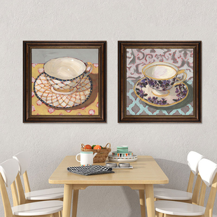 美式餐厅饭厅装饰画咖啡杯茶杯挂画咖啡店咖啡角摆画小众艺术壁画