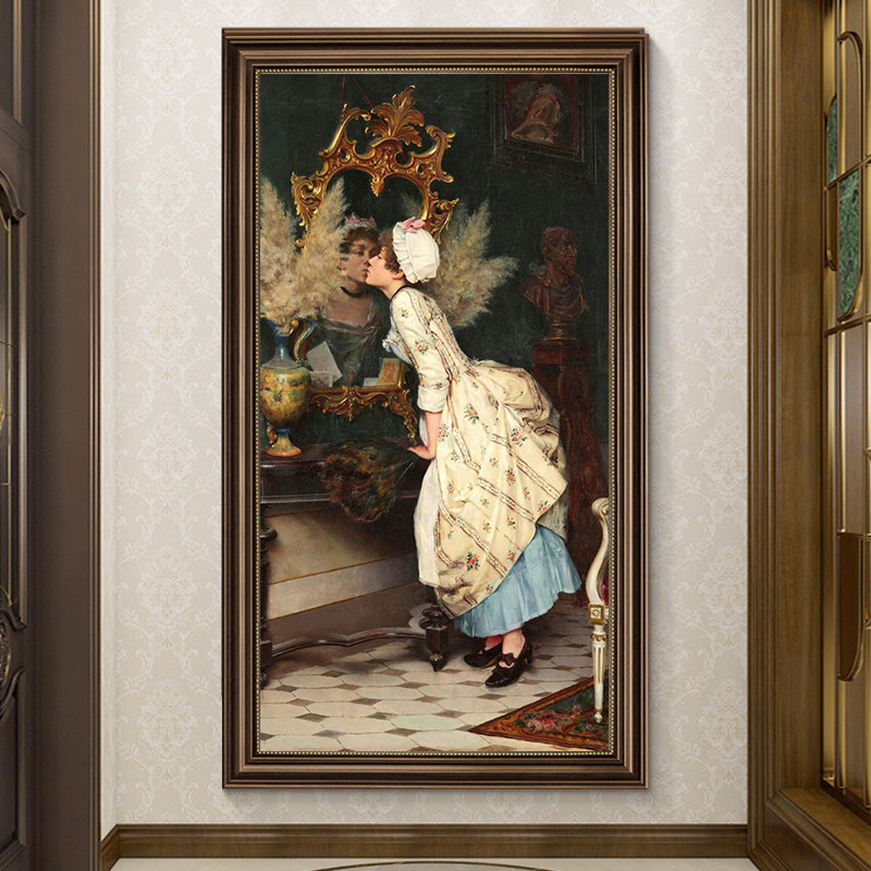 欧式宫廷人物油画客厅装饰画美式入户走廊挂画法式进门玄关壁画