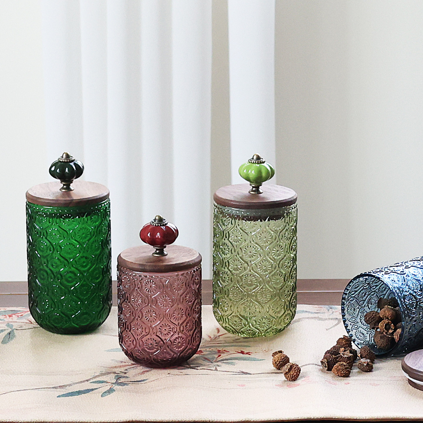 玻璃食品级复古中式杂粮咖啡豆坚果储物罐药材干货茶叶花茶密封罐,厨房/烹饪用具,密封罐,淘宝优惠券,粉丝福利购,淘宝优惠卷