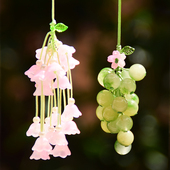 青提葡萄铃兰花 挂绳U盘包包挂链女 古风手机链琉璃铃兰花吊坠短款