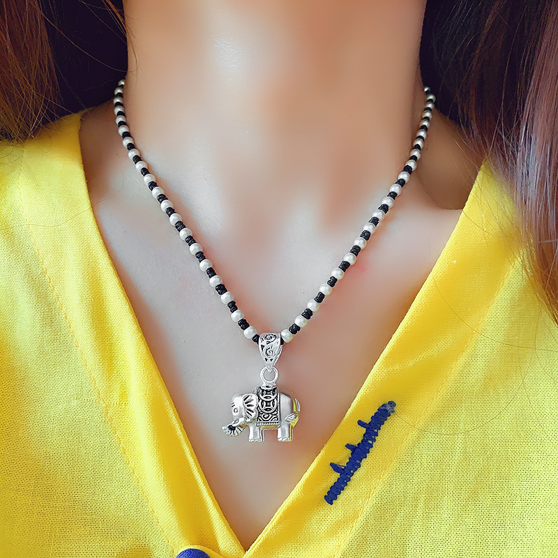 复古民族风大象福袋算盘仿银短款锁骨链吊坠毛衣链项链女挂件配饰