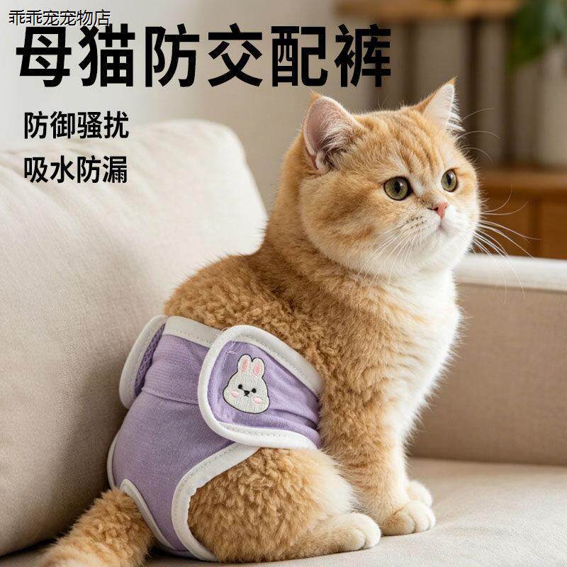 √母猫防交配裤外出防止专用避孕裤子穿戴小型怀孕猫咪短裤卫生裤