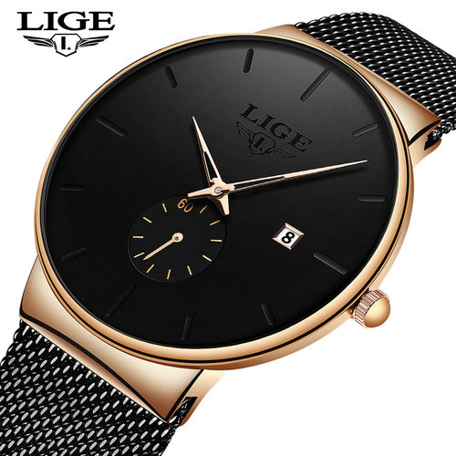 LIGE/利格LG9969新款网带炫酷运动石英手表 表圆形日历防水腕表