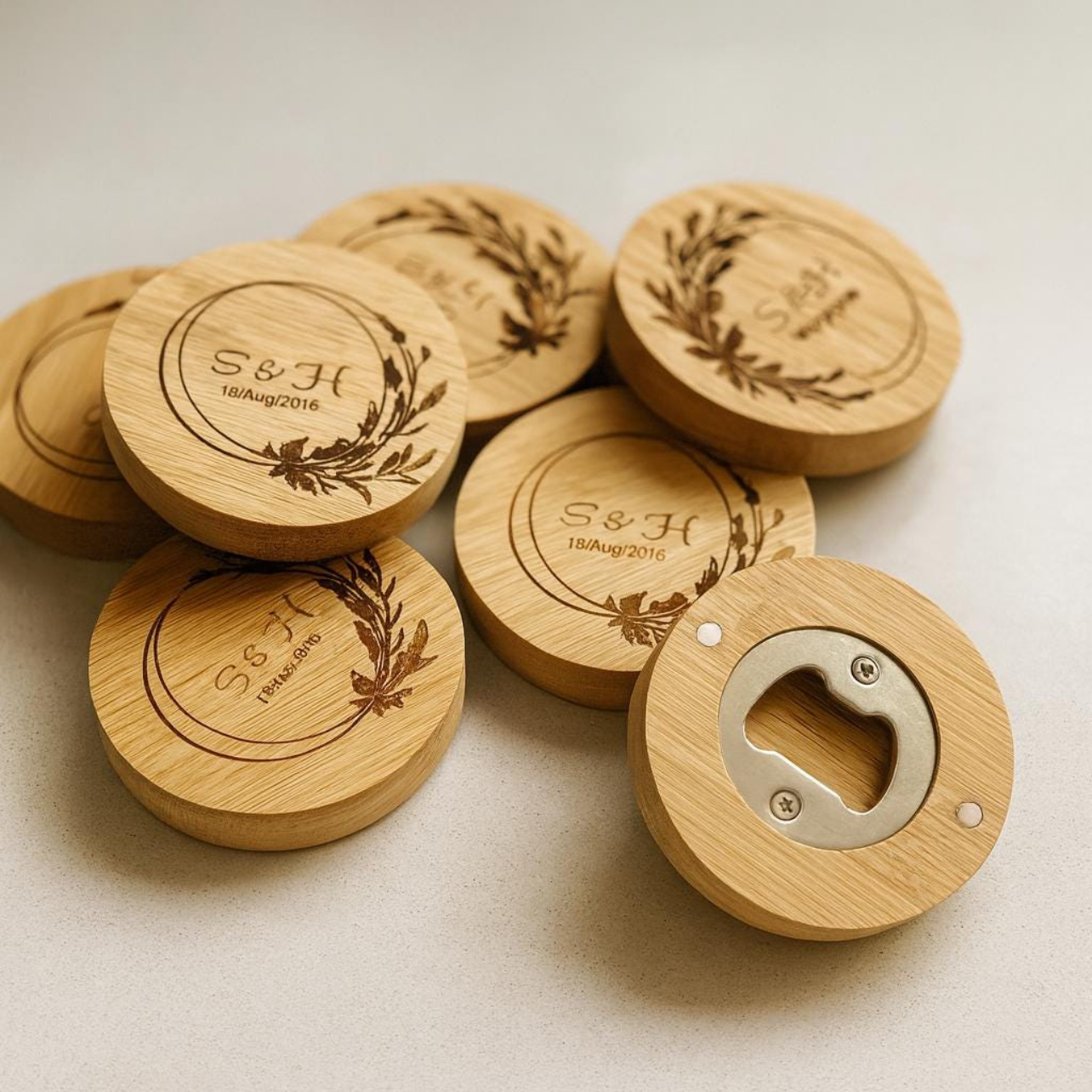 啤酒可乐启瓶开瓶器磁吸冰箱贴实木尺寸造型定制logo刻字礼物送礼