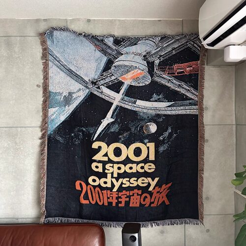 美式复古休闲毯2001太空漫游电影周边挂毯装饰画背景布沙发毯