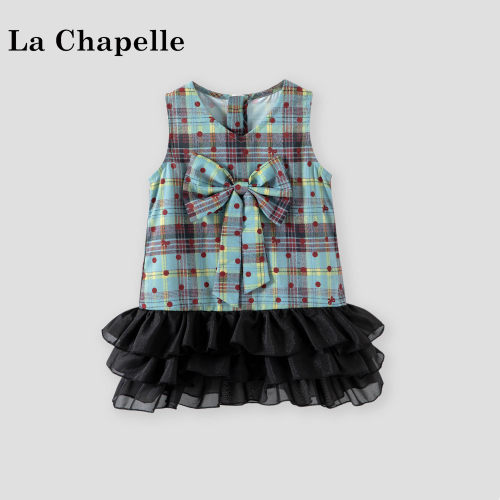 La Chapelle【拉夏贝尔】夏季韩版女童无袖蝴蝶结连衣裙LD2604