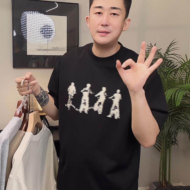 2025新款美式街头流行模糊机T恤