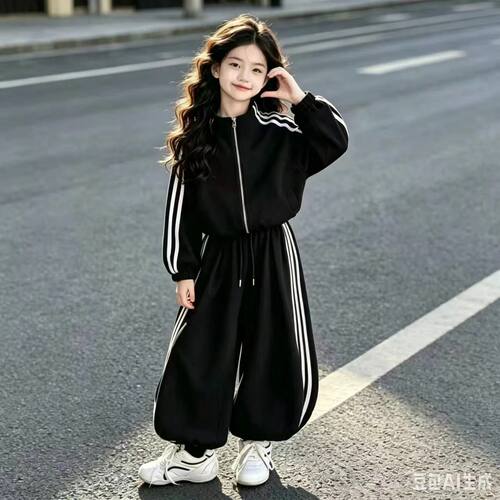 女童秋装立领卫衣休闲运动套装