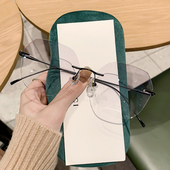 超轻纯钛无框眼镜男无边框纯欲大框女防蓝光变色可配度数近视眼镜