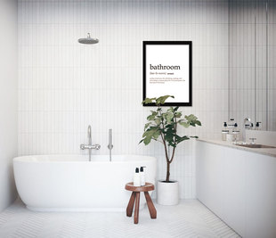 英文ins北欧风厕所卫生间现代简约创意有框画挂画装 饰画可免钉