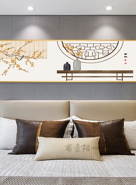 主卧室床头画家和新中式酒店壁画会所挂画现代客厅沙发背景装饰画