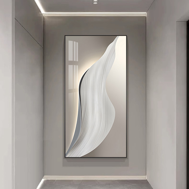 现代极简装饰画正对进门入户玄关壁画竖走廊挂画空间艺术过道壁画