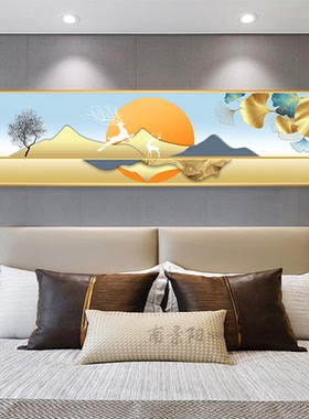 卧室装饰画高级感山水画房间床头挂画晶瓷客厅沙发背景风景画防水