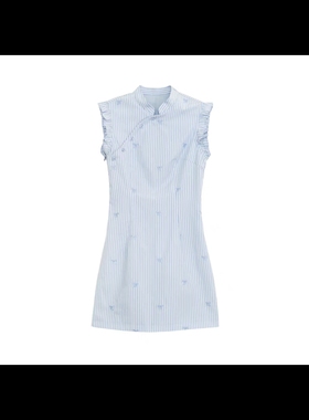 NUTO 2025新款条纹连衣裙女夏季收腰显瘦气质短裙子备注ML