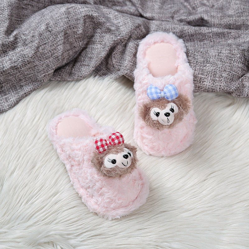 可爱雪莉玫女童棉拖鞋2025新款秋冬室内毛毛鞋小女孩宝宝亲子拖鞋