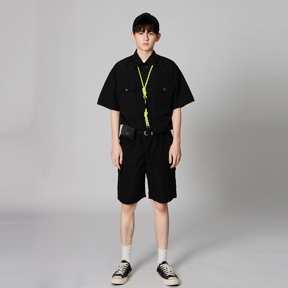 일본 카키 점프수트 남성용 반팔 2022 신작 여름 루즈한 작업복 유니폼