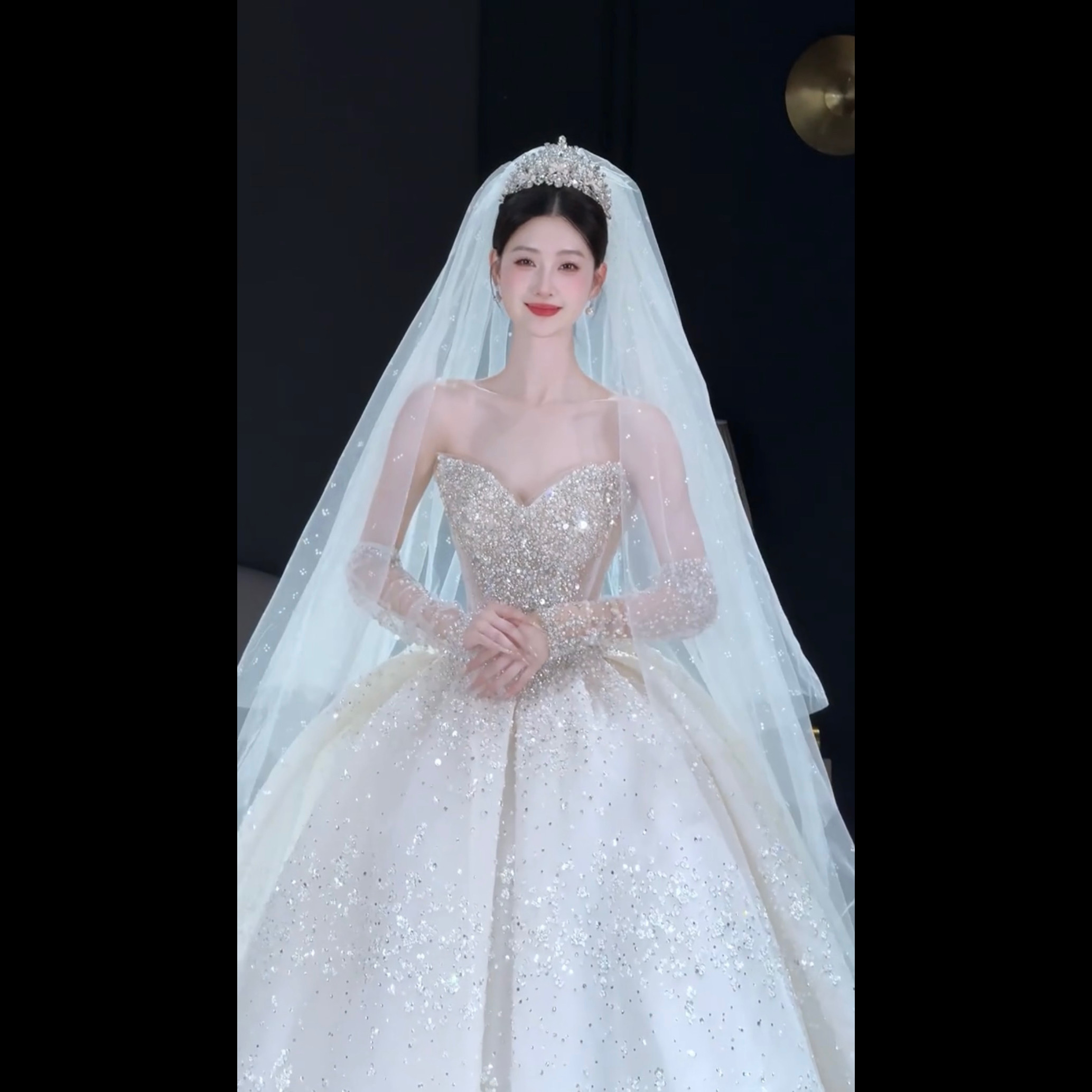 抹胸重工婚纱2026新款新娘小个子