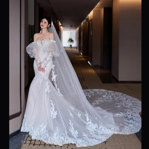 抹胸鱼尾蕾丝轻婚纱礼服2025新款