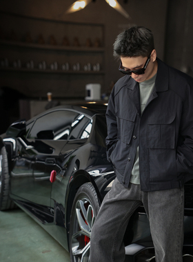 Secretbase 复杂韩国设计师款高街潮牌黑色工装夹克 宽松休闲外套