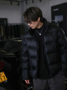 secretbase 高端定制95白鸭绒 高蓬松度褶皱尼龙机车立领羽绒服