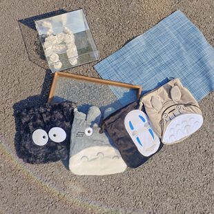 2026小猫龙束口袋卡通无脸男卫生巾收纳包少女拍立得收纳袋小煤球