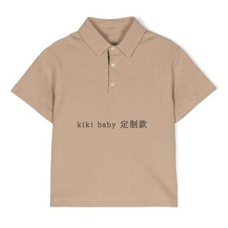 kiki 男童24夏季新款卡其色字母刺绣翻领短袖Polo衫上衣儿童T恤