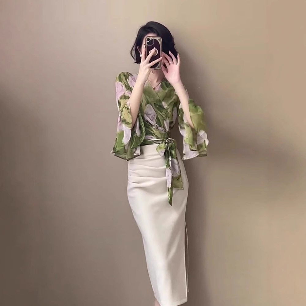 气质女神范别致绝美职业衬衫轻熟御姐韩版春秋季两件套装连衣裙子