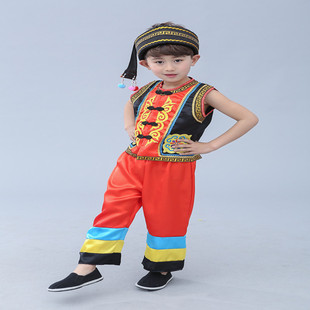 傣族儿童服装男童壮族少数民族舞蹈云南佤族葫芦丝小男孩表演出服