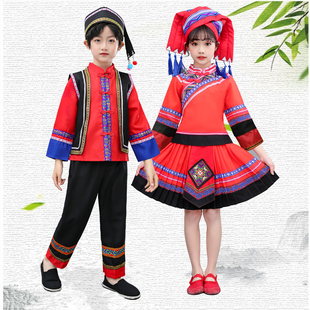 儿童拉祜族演出服装幼儿男女童少数名族学生拉祜族运动会表演服饰