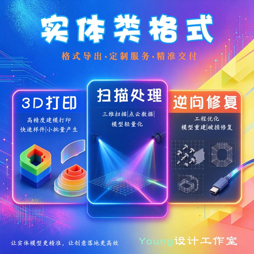 3D 打印模型逆向修复三维扫描点云处理 模型轻量化工程 STL/3MF