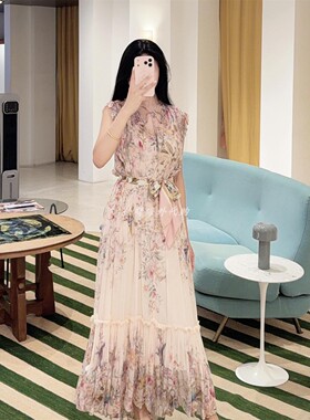 澳洲正品代购Zimmermann连衣裙2026早春度假飘逸风格短袖中长款裙