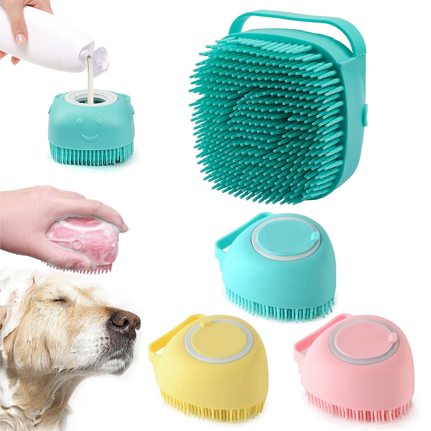 Pet Dog Bath Massage Brush Comb Bathroom Shower Grooming Sha