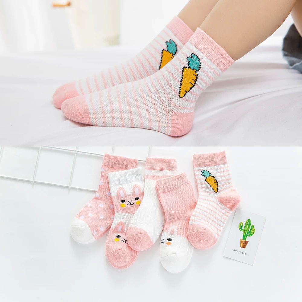 5Pairs/lot 0-9Y Kids Socks Summer Cotton Cartoon Animal Kids 女士内衣/男士内衣/家居服 连裤袜/打底袜 原图主图