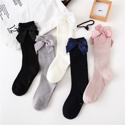 Solid Children Socks With Bows Cotton Baby Girls Socks Soft