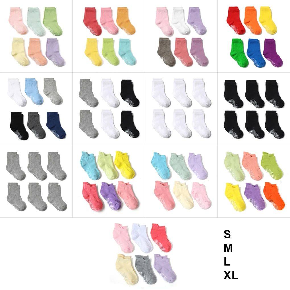 12 pairs toddler socks with grips middle tube crew sock comf