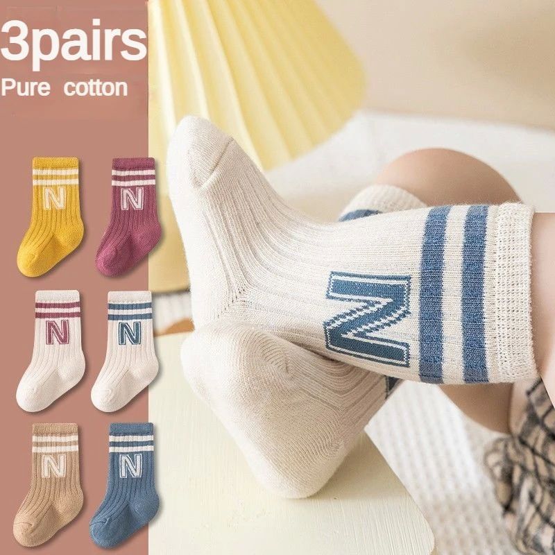 3 Pairs Baby Socks Kids Cute Newborn Boys Socks Toddler Girl
